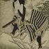 Arashi Rikan II (嵐璃寛) as Kowari Dennai (小割伝内) / Miyamoto Musashi in the play 'Honobonoto Ura no Asagiri' (Daybreak hidden on the bay by morning fog) - [仏暁浦朝霧]