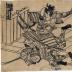 Mega Magosaburō Nagamune [妻鹿孫三郎長宗] at Battle of Tōji [束寺] number 3 (三 in the lower right) - from an untitled warrior series by Okumura Masanobu
